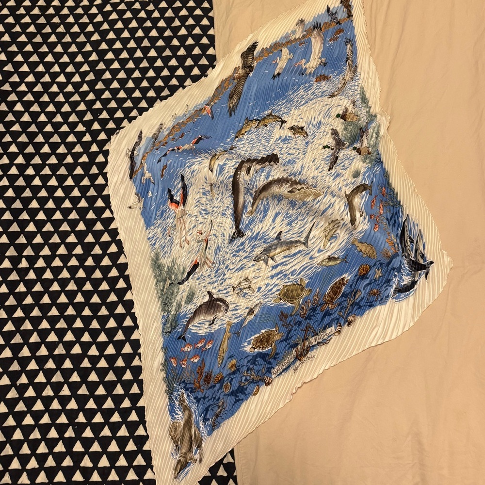 Hermes Silk Plisse Scarf la Vie Precieuse de la Mediterranee